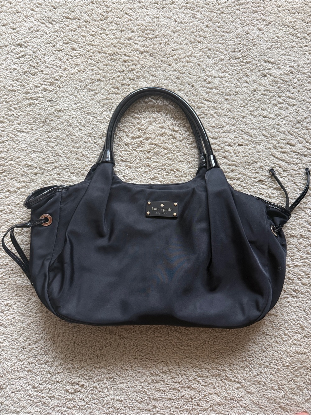 kate spade Black Nylon Shoulder Bag with Patent Trim